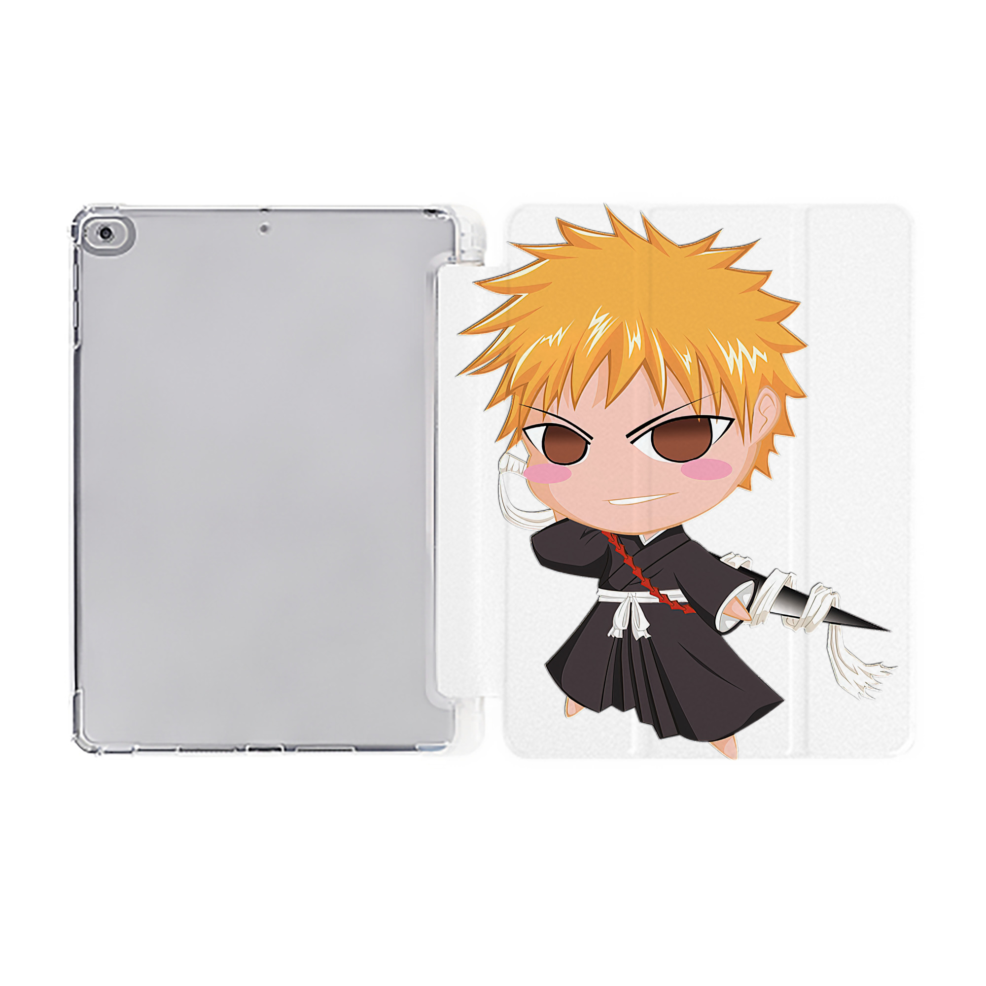 （画像用） ブリーチ 黒崎一護（くろさき いちご）BLEACH Kurosaki Ichigo IPad ケース ペン収納付き 三つ折りスタンド PUレザー×シリコン 対応機種9.5/10.5/10.9インチ